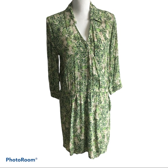 Cabi Green Leaf Faux Wrap Dress Mini Small - Picture 4 of 10
